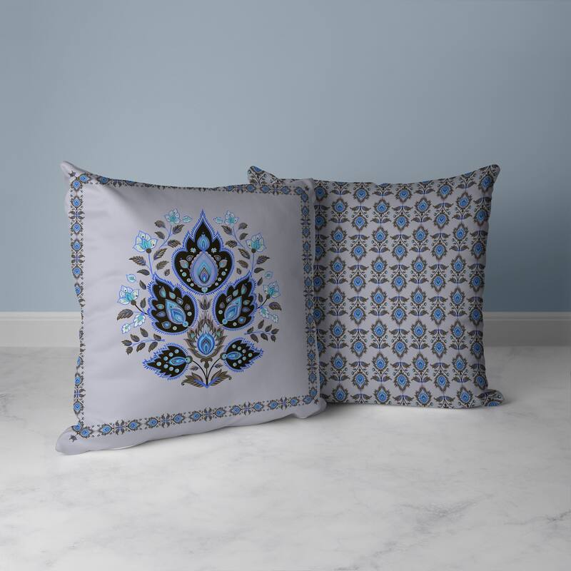 Vintage Verve Faux Suede Reversible Throw Pillow Teal and Black