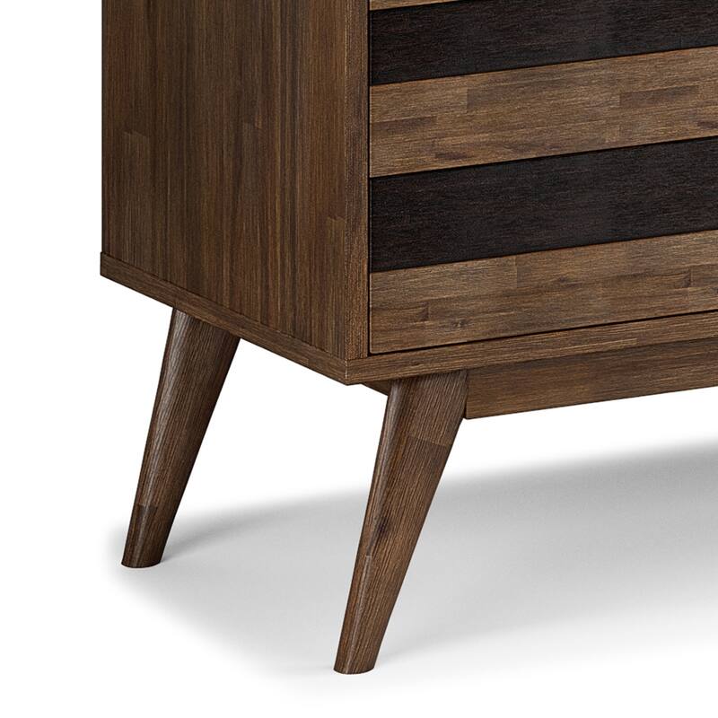 Wyndenhall Wright SOLID ACACIA WOOD 54 inch Wide Mid Century Design TV Media Stand in Rustic Natural Aged Brown