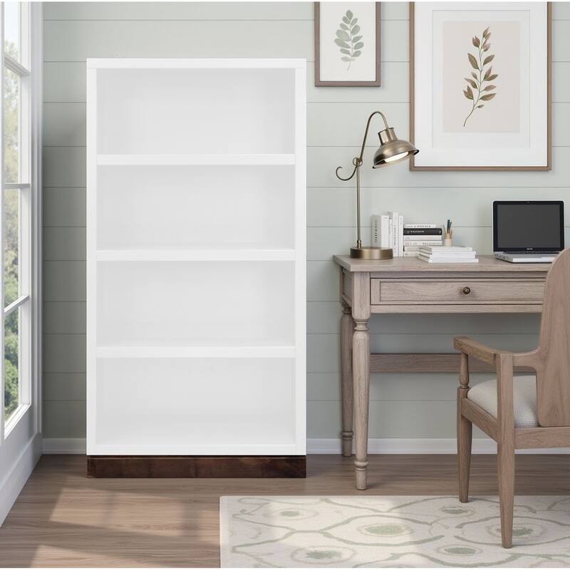 Bridgevine Home Nora Modular 60 inch High Bookshelf, No Assembly Required, Two-Tone Finish