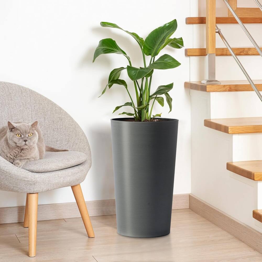 2 Pack Tall 21.7 in Planters for Outdoor Plants, Modern Tall Square Planter Box, Indoor Outdoor Porch Patio Flower Pot