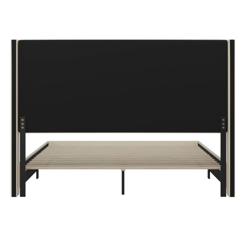Upholstered Platform Bed with Channel Stitched Headboard