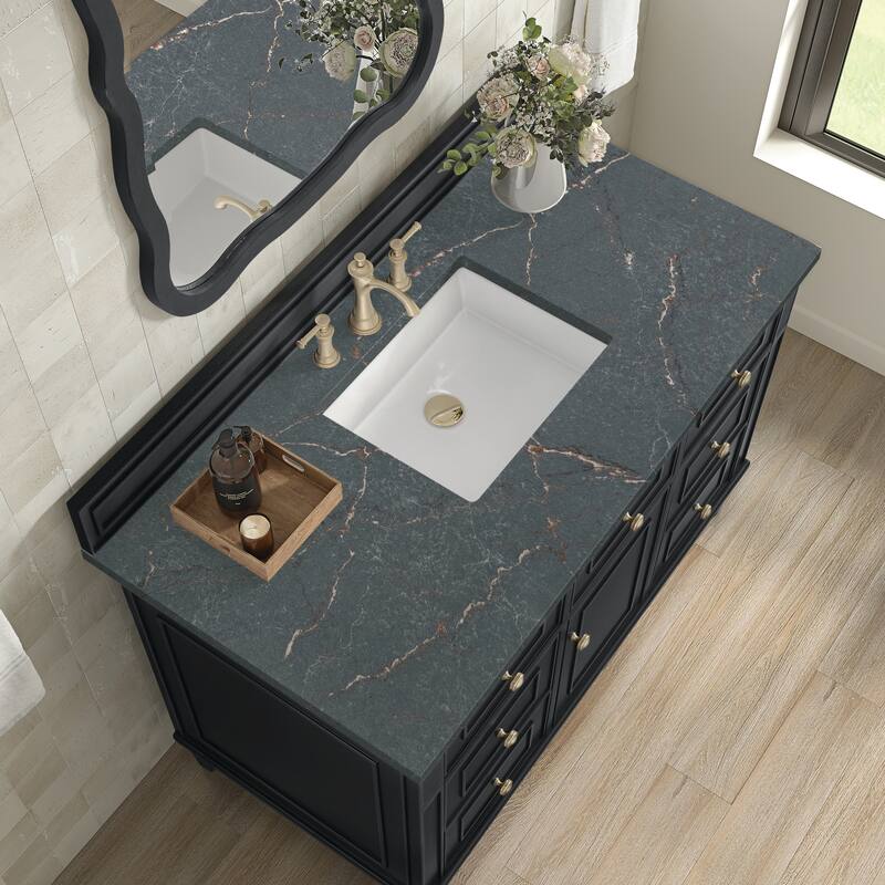 James Martin Vanities Lorelai 48" Single Vanity, Black Onyx - Parisien Bleu