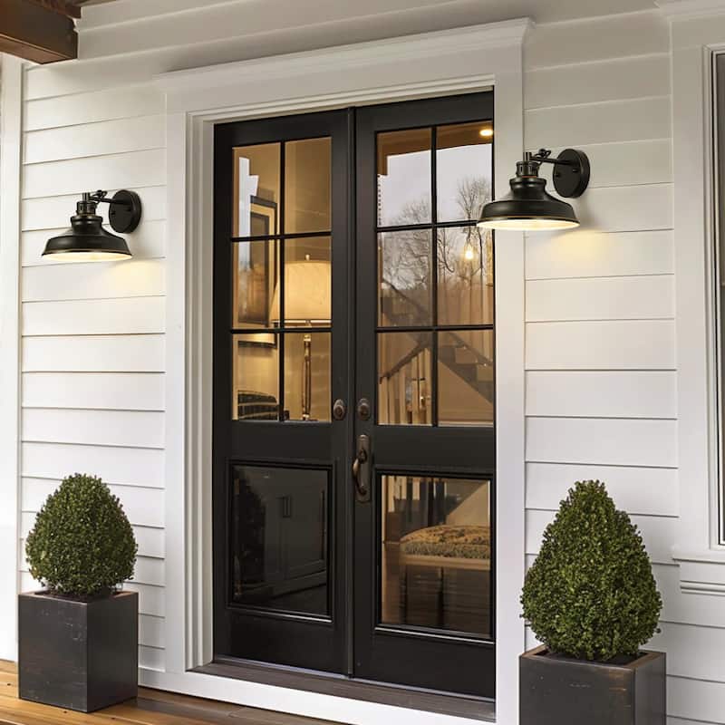 1-Light Industrial Retro Iron Black Wall Light for Bedroom Hallway - 1 Light