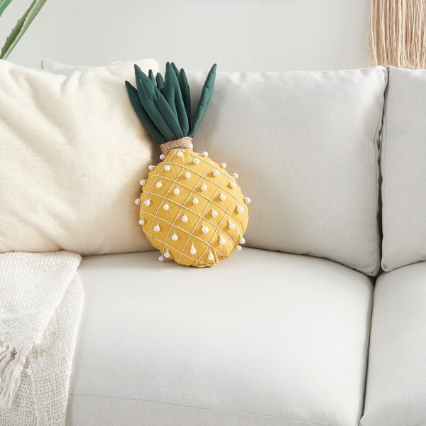 slide 2 of 6, Mina Victory Pineapple Throw Pillow Yellow - 20" X 12"