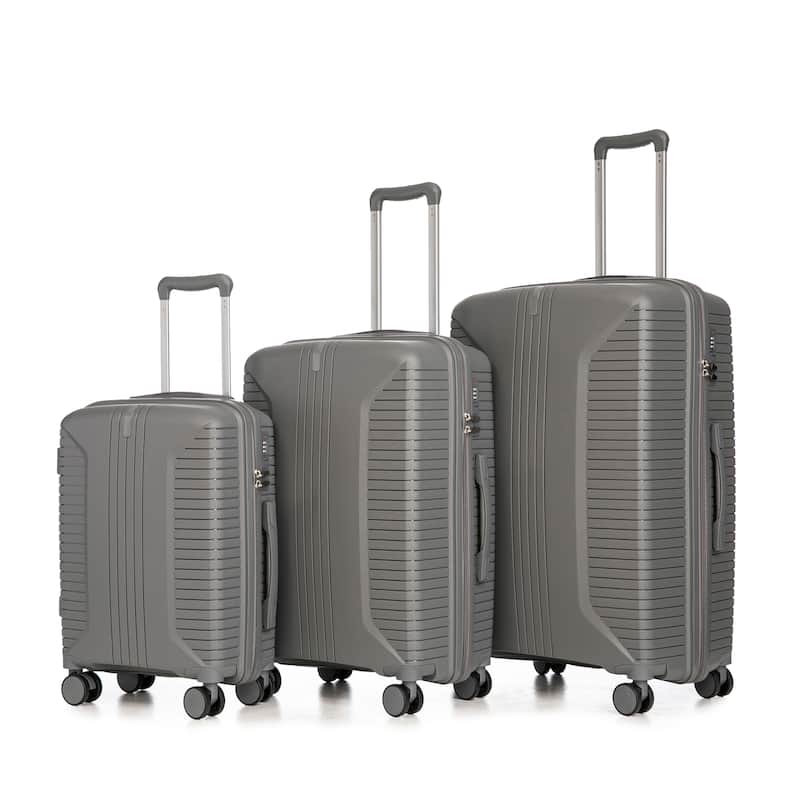 3-Piece, Modern Luggage Sets, Multi-functional Luggage with Spinner Spinner and Combination Lock, for Boarding Travel - Grey