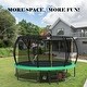 preview thumbnail 2 of 12, 14 ft. Green Round Outdoor Trampoline with Safety Enclosure Net and Ladder