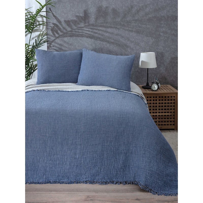 Sussexhome Soft Turkish Cotton Muslin Bed Shams, 2 Pieces Shams - Blue - 20x30 inches