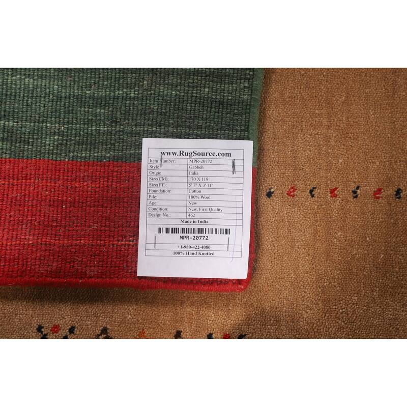 Striped Gabbeh Indian Foyer Rug Handmade Wool Carpet - 3'11"x 5'7"