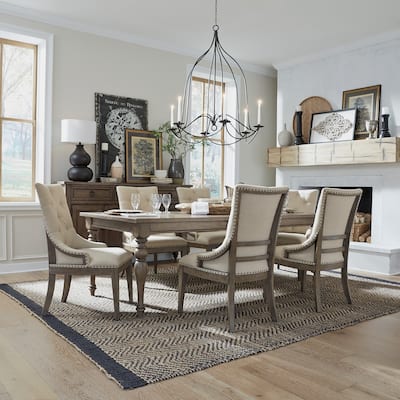 Americana Farmhouse Dusty Taupe Rectangular Table Set with Dining Chairs Various Options