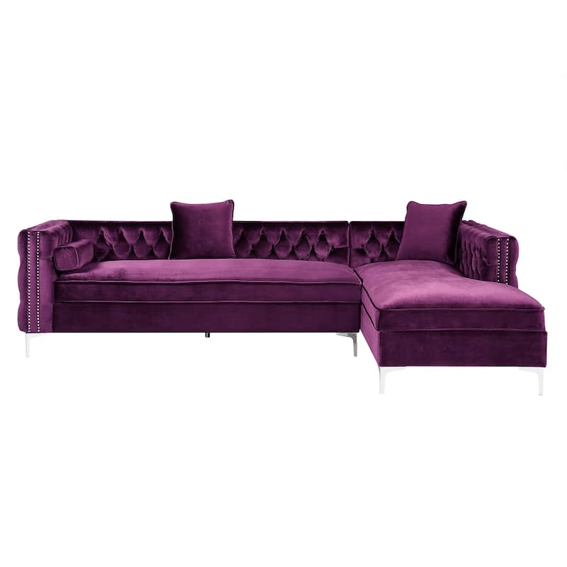 Dante Velvet Chaise Sectional Sofa
