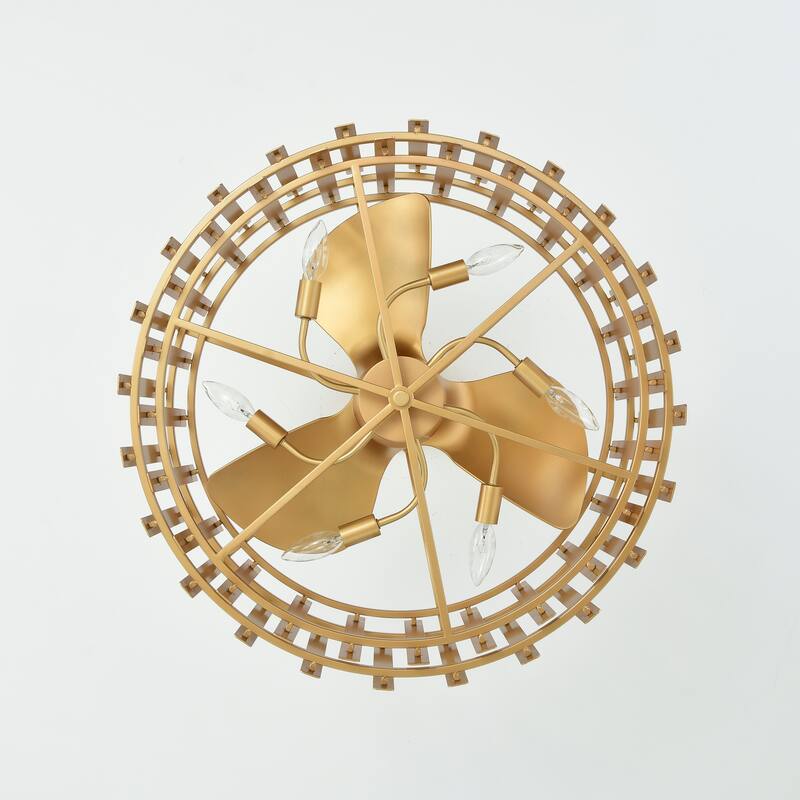 Daniyal 26-inch Matte Gold 6 Lights 3 Blades Lighted Ceiling Fan with Remote