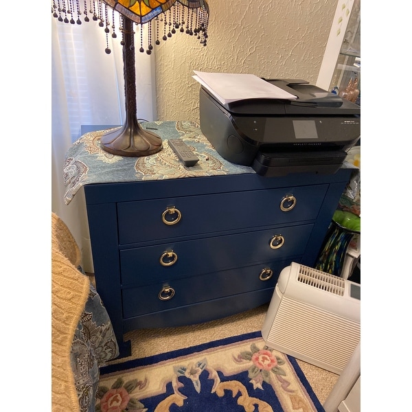 SAFAVIEH Dion 3 Drawer Chest Lapis Blue Gold On Sale Bed