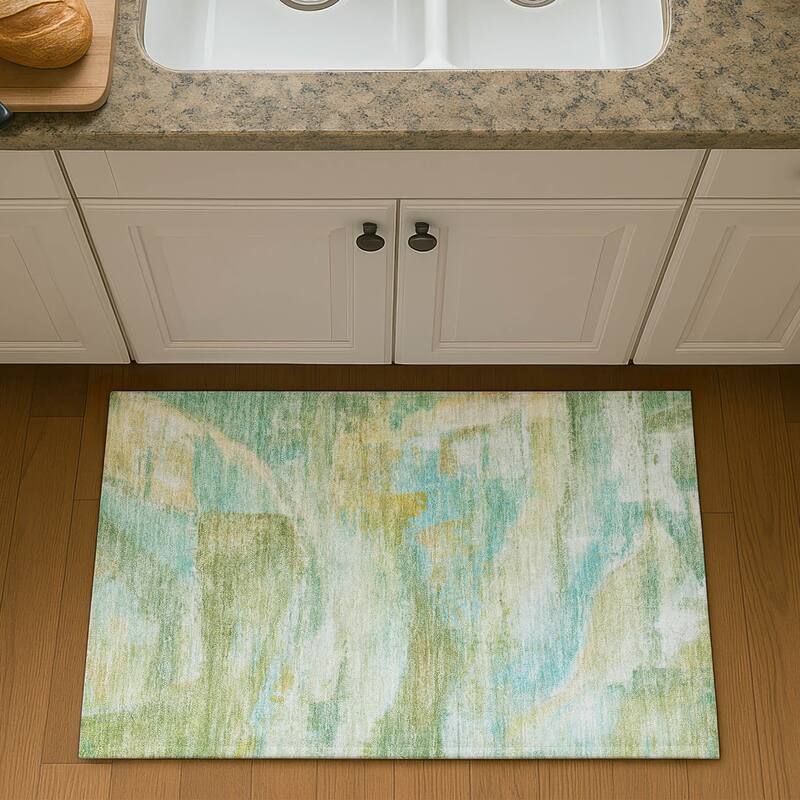 Premium Washable Super Soft Abstract Chic Mayfield Rug - Green - 1'8" x 2'6"