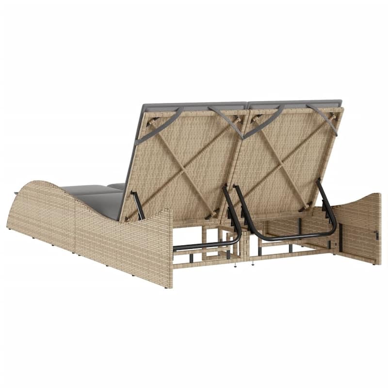 vidaXL Sun Lounger Beige PE rattan 44.9x80.7x28.7 in - 44.9" x 80.7" x 28.7"/ 1