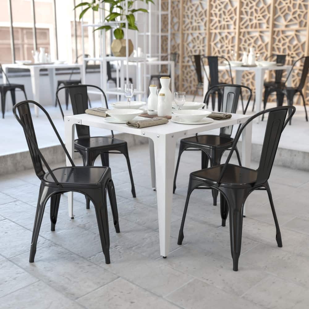 Metal Indoor/ Outdoor Stackable Bistro Chair (Set of 4)