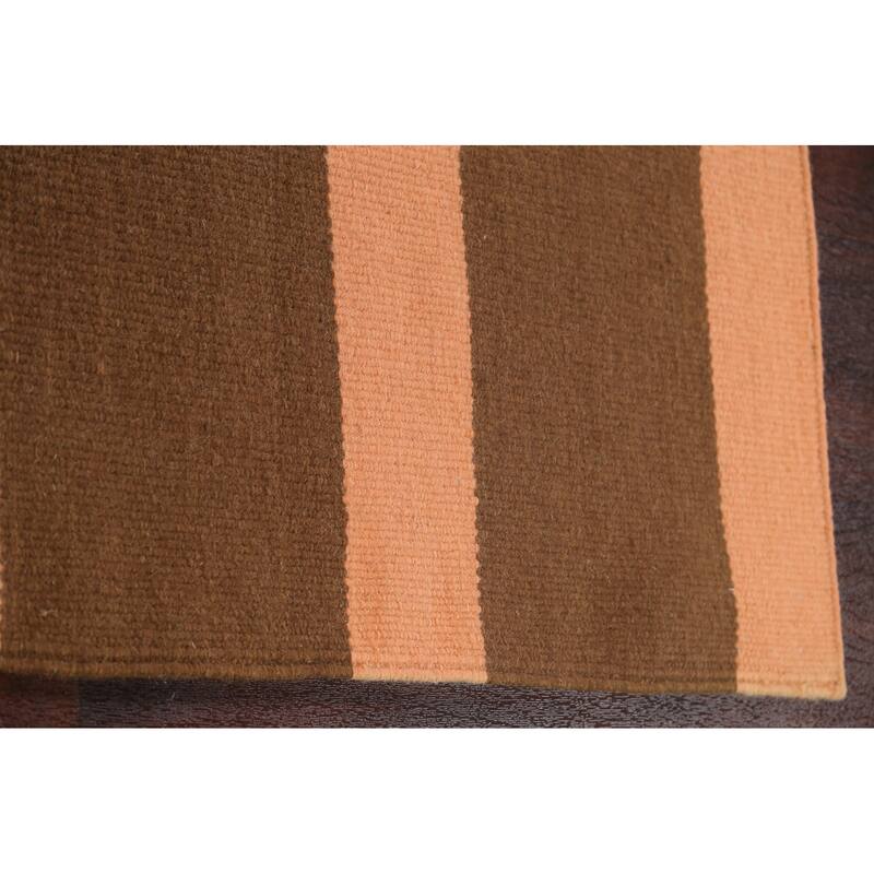 Stripe Modern Kilim Oriental Wool Area Rug Hand-woven Bedroom Carpet - 6'1" x 8'8"