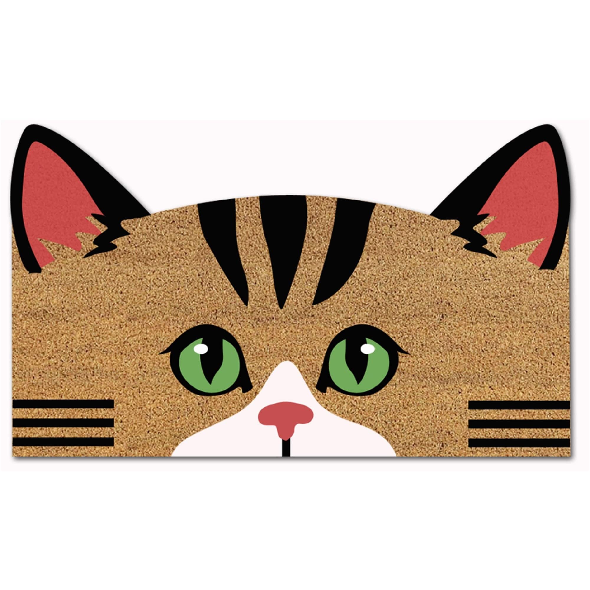 Shape Coir Door Mat Striped Cat