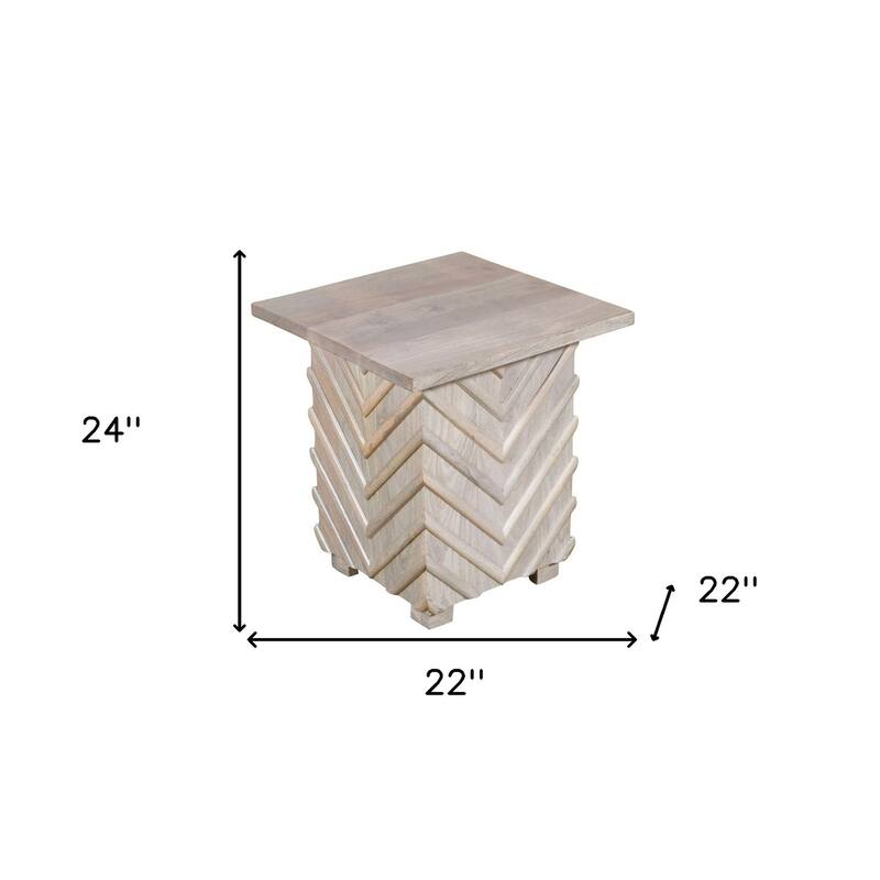 HomeRoots 24" White Distressed Solid Wood Square End Table - 22' X '24' X '22