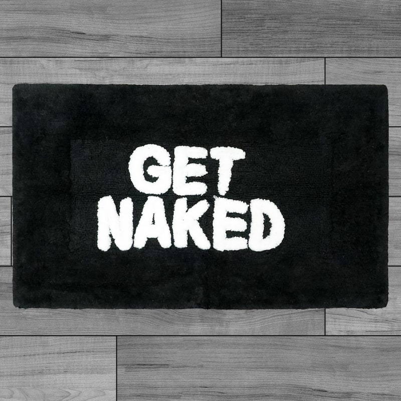 Jean Pierre Cotton "Get Naked" 21 x 34 in. Bath Rug - Black