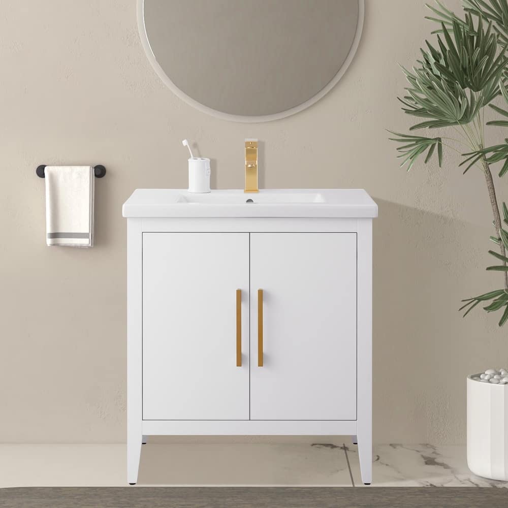 Vanity Art 20" or 24" or 30" Single Sink Bathroom Vanity Cabinet with Ceramic Top