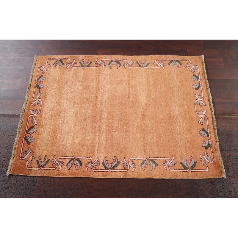 Bordered Gabbeh Kashkoli Oriental Area Rug Hand-knotted Wool Carpet - 2'8" x 3'9"