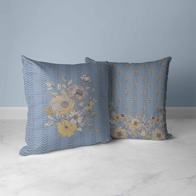 Misty Meadows Faux Suede Reversible Throw Pillow Muted and Blue