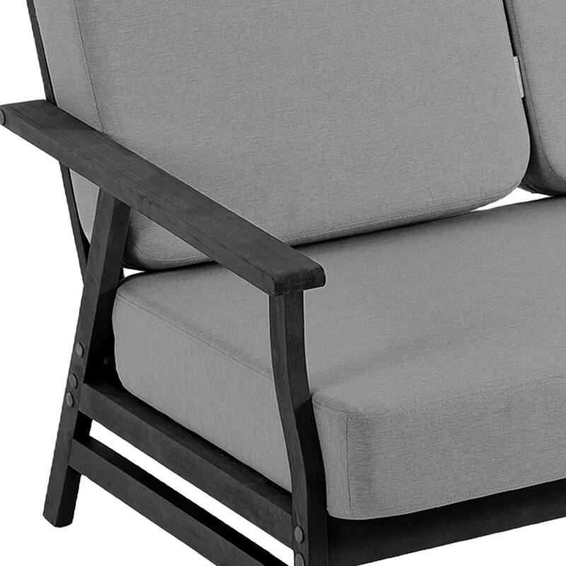 Casual Wood Cushioned 5-Piece Outdoor Patio Conversation Set