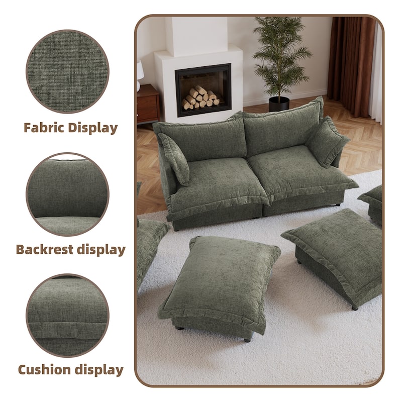 6-Piece Chenille Cloud Modular Living Room Set