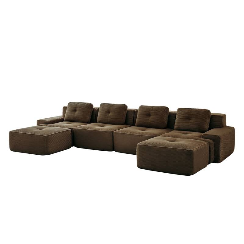 152.8" Modern U-Shaped Modular Anti-slip Design Sectional Sofa with 2 Ottomans