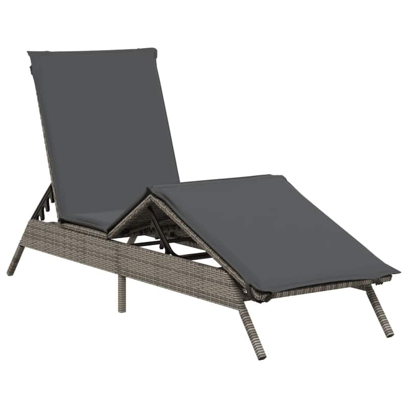 vidaXL Sun Lounger with Cushion Daybed Chaise Lounge Patio Furniture Poly Rattan - 23 x 79 x 33.5