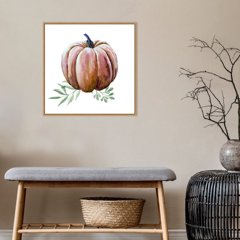 Amanti Art Pumpkin Watercolor Framed Canvas Wall Art