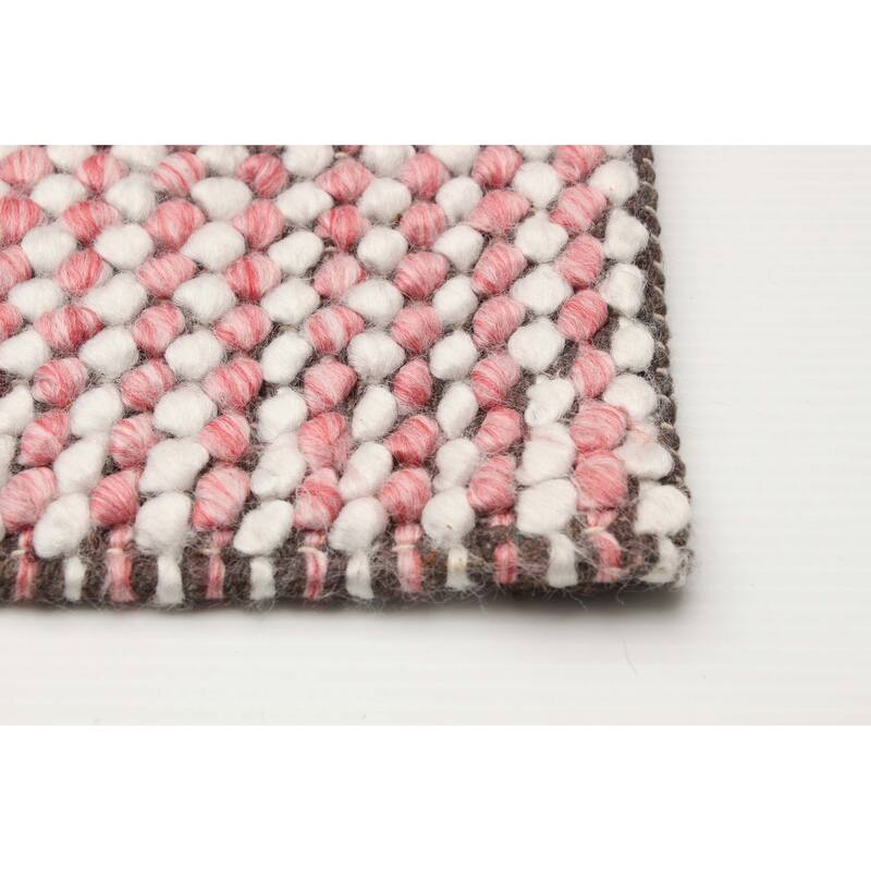 ECARPETGALLERY Braid weave Sienna Pink Wool Rug - 5'0 x 8'0