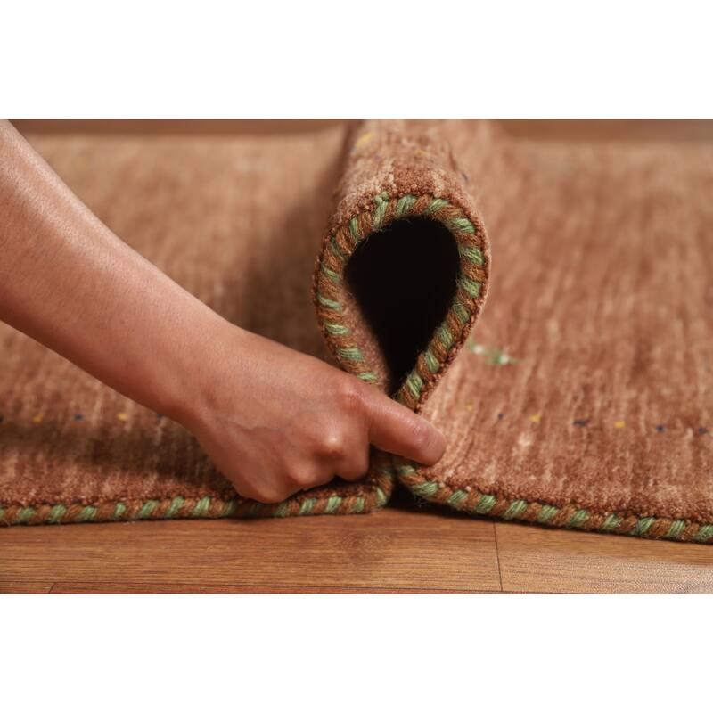 Hand Knotted Oriental 100% Wool Carpet Tribal Animal Pictorial Brown Gabbeh Area Rug - 5' 10'' X 4' 0''