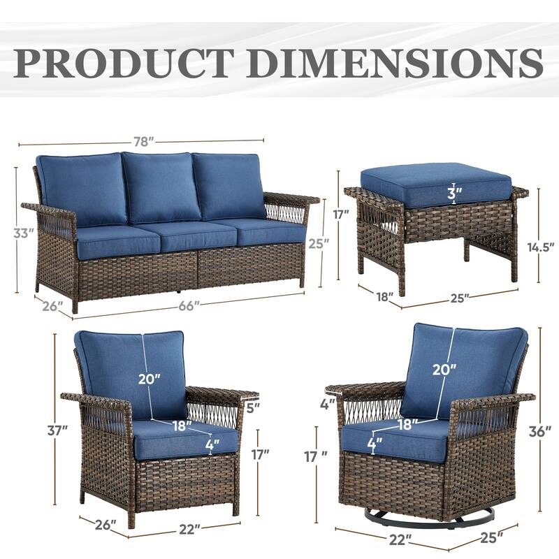 Gymojoy Premium Outdoor 3-Seat Rattan Sofa with Comfortable Cushions