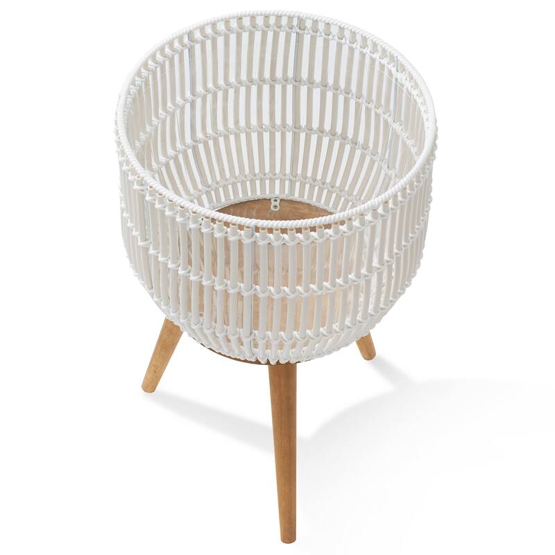 Indoor Planter with Stand Large Rattan Basket for Plants and Flowers