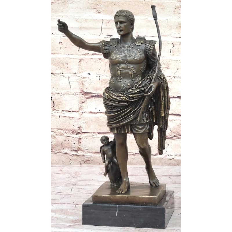 Augustus Of Prima Porta - Bronze Sculpture Roman Statue Replica Octavian Caesar