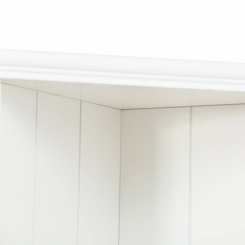 75.25"Tall Display Cabinet and Two Triangle Sided Bookshelves, 69.25"Wide Retro Style Wall Suit with Glass Doors