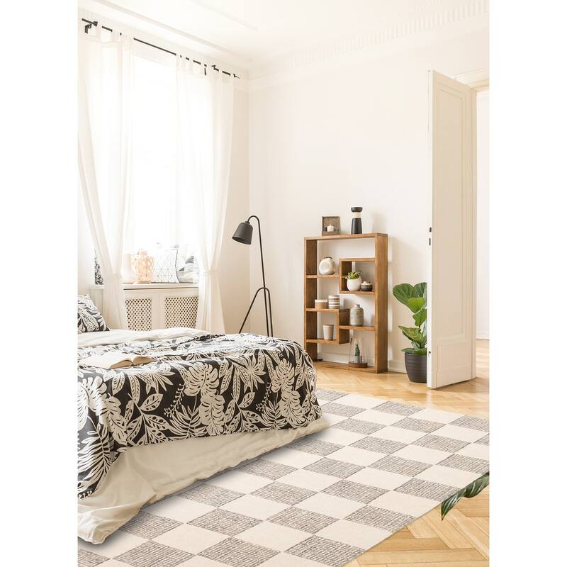 ECARPETGALLERY Hand Tufted Timeless Cream Wool Rug - 5'0 x 7'11