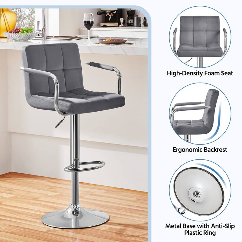 Yaheetech Bar Stools with 360-Degree Swivel and Adjustable Height- Set of 2