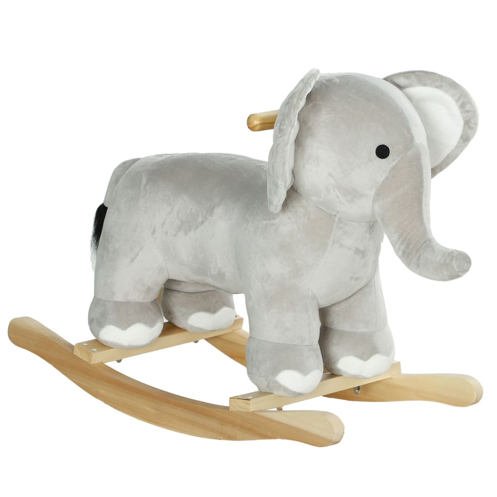Cute Elephant Rocking Horse for Toddlers with Built-in Sounds, Soft Plush Body, and Safety Grip Handles for Kids 2-4 Years Old