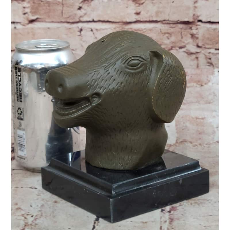 Bronze Pig Boar Head Statue Realistic Farmhouse Sculpture Decor