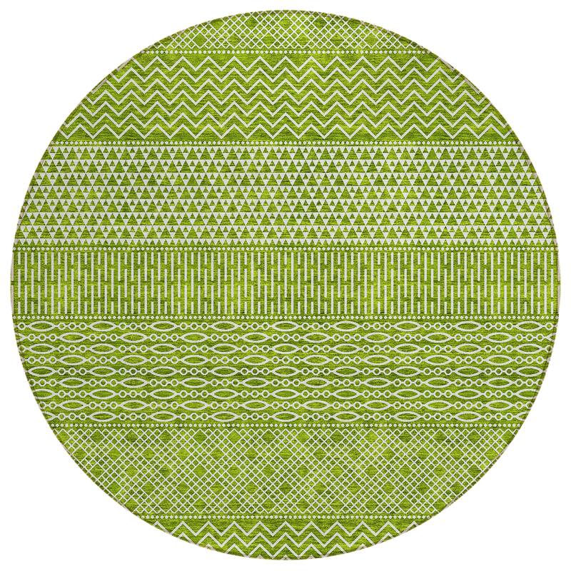 Machine Washable Indoor/ Outdoor Modern Stripes Chantille Rug