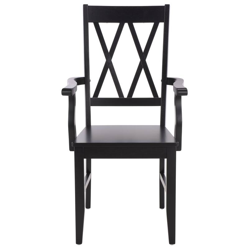 SAFAVIEH HOME Yelena Double X-Back Arm Chair - 18"W x 22"D x 39"H - Black
