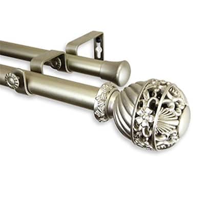 Lanette Double Curtain Rod - Elegant Steel Drapery Rod Set - 48