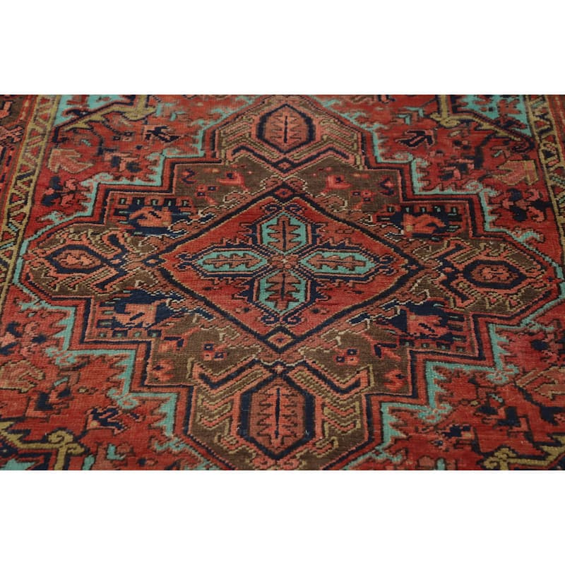 Hand Knotted Oriental 100% Wool Carpet Traditional Medallion Oranges & Rust Heriz Area Rug - 6' 11'' X 4' 7''