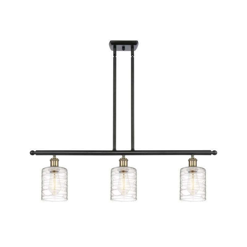 Innovations Lighting Ballston Cobbleskill - 3 Light 36" Island Light - Black Antique Brass