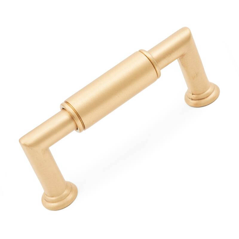 RK International Cylinder 3 Inch Center to Center Handle Cabinet Pull - Satin Brass
