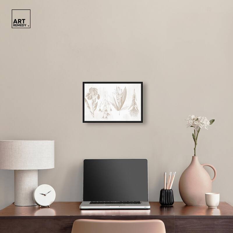 White Pressed Flora Canvas by Art Remedy