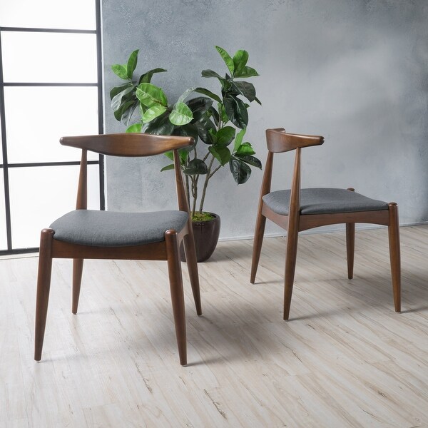 NEW IN BOX MID-CENTURY TAPERED DINING CHAIRS (SET OF 2) - Walnut offers finish.