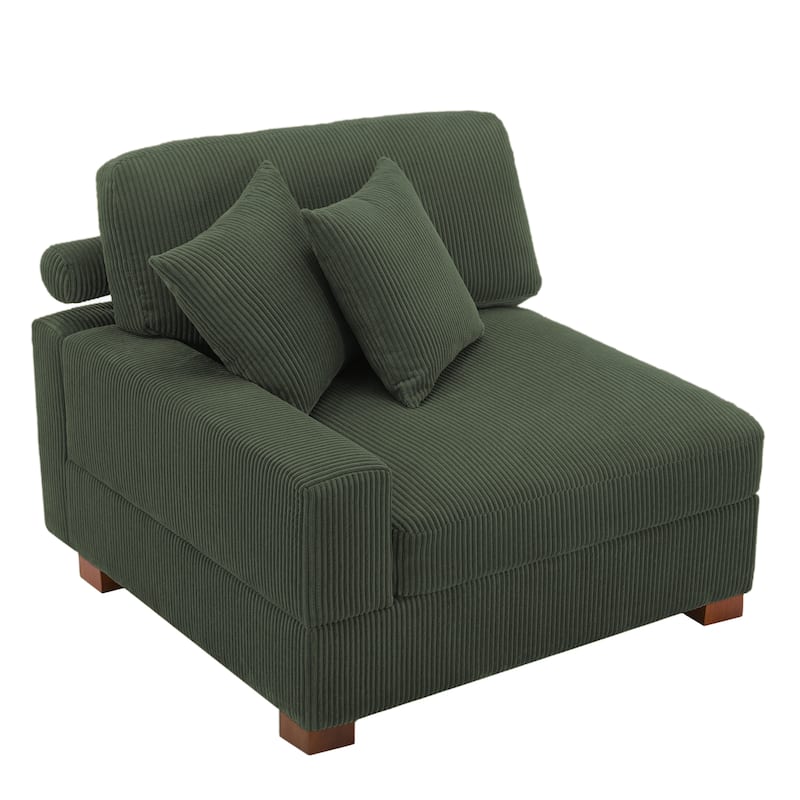 Upholstered Corduroy Modular Sectional Sofa with 2 throw pillows